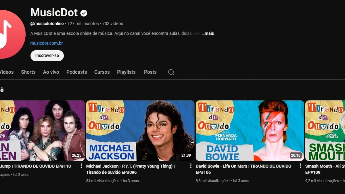 Canal MusicDot no YouTube — 727 mil inscritos